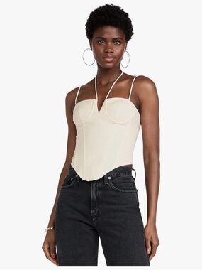 Lioness Cream Corset Bustier Top with Spaghetti Straps